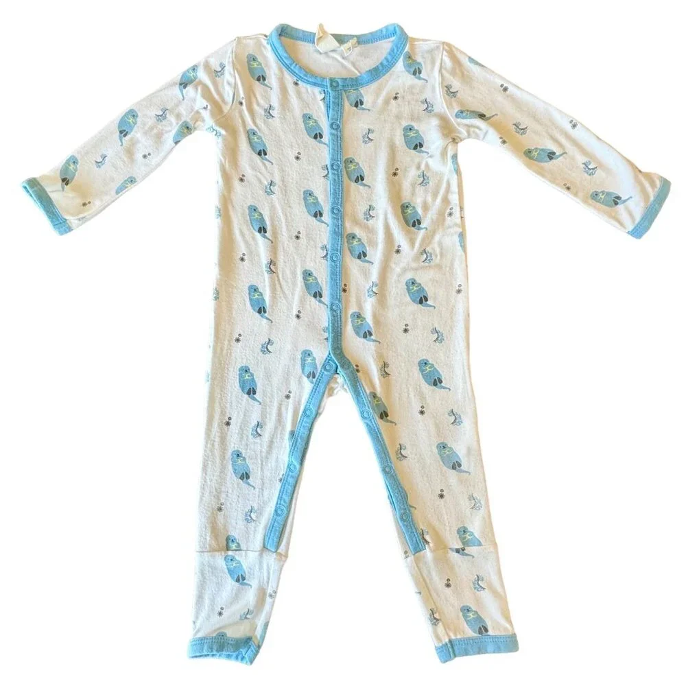 KYTE BABY Cuddle Otter Snap Romper 6-12 Mos Bamboo Playsuit Otters Pajamas HTF - Picture 1 of 6